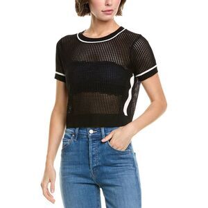 Central Park West Womens Dean Cropped T-Shirt, Black